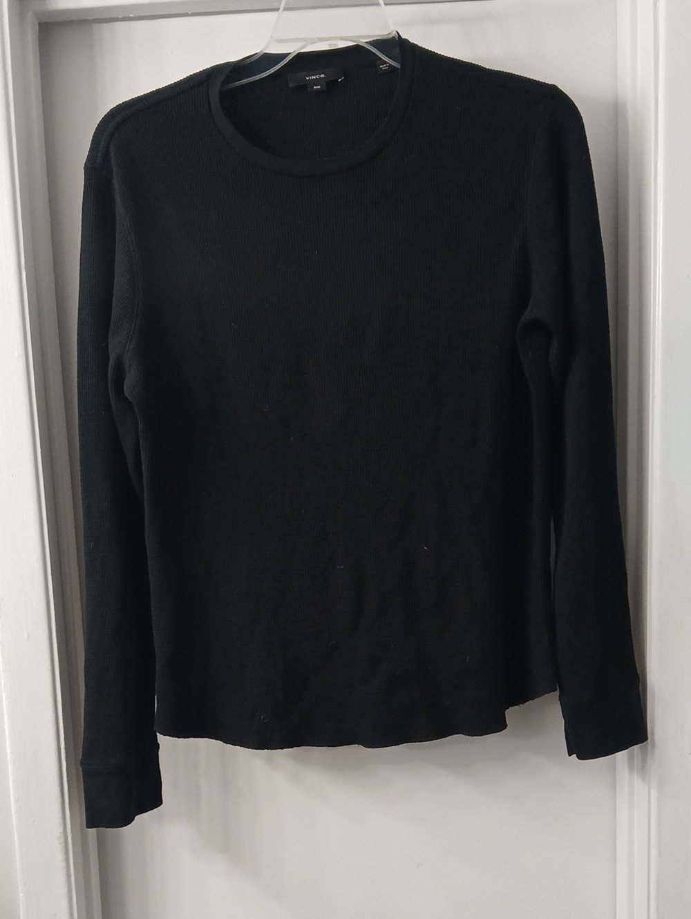Vince Black Ribbed Long-Sleeve Crewneck Top